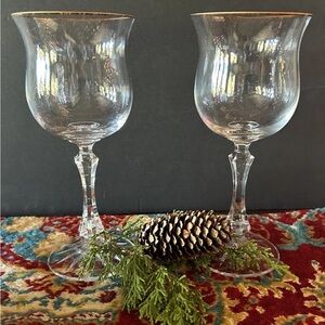 2 Halifax by Towle Crystal Wine Water Glasses Glassware 7‎ 3/8'' Excellent